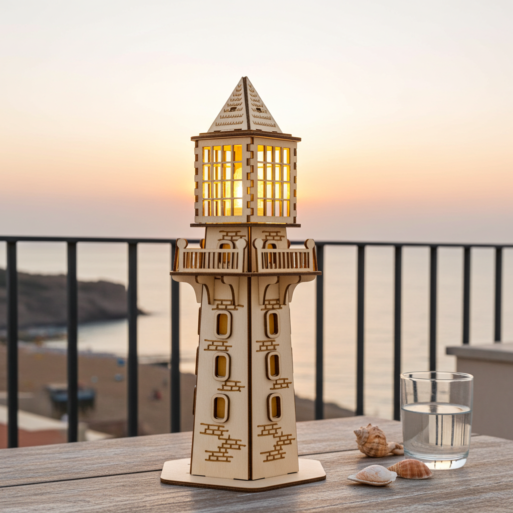 Faro Luminoso Artigianale in Legno