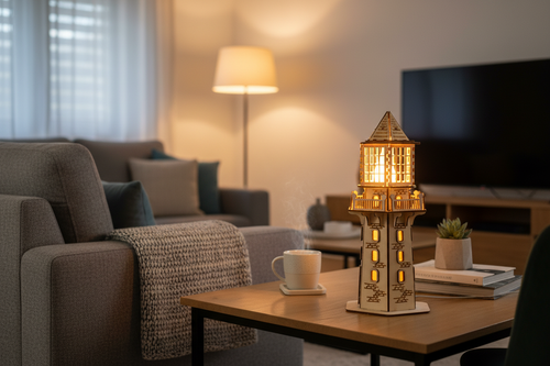 Faro Illuminato in Soggiorno